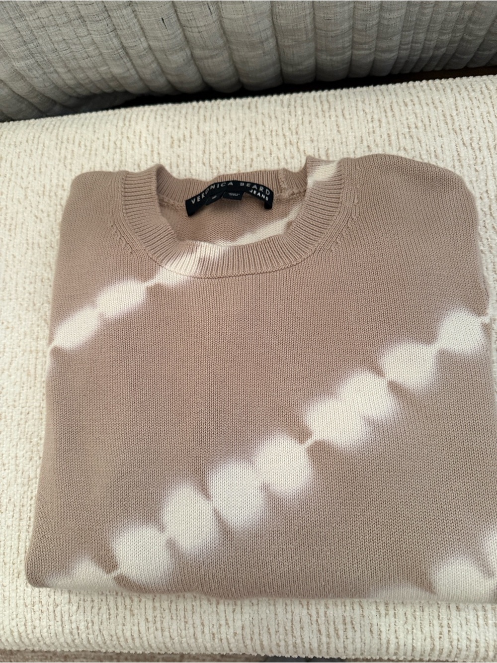 Veronica Beard Taupe & Cream Tie-Dye Crewneck Sweater